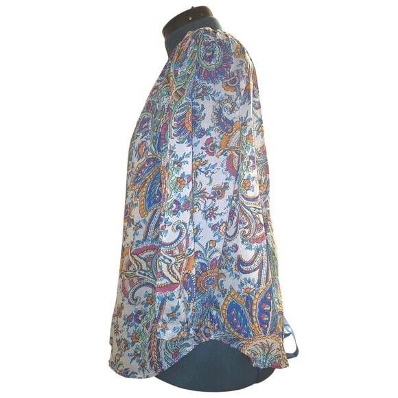 Lauren Ralph Lauren Shirt Blouse Womens 2X Blue Paisley Casual Floral 3/4 Sleeve - Picture 3 of 6